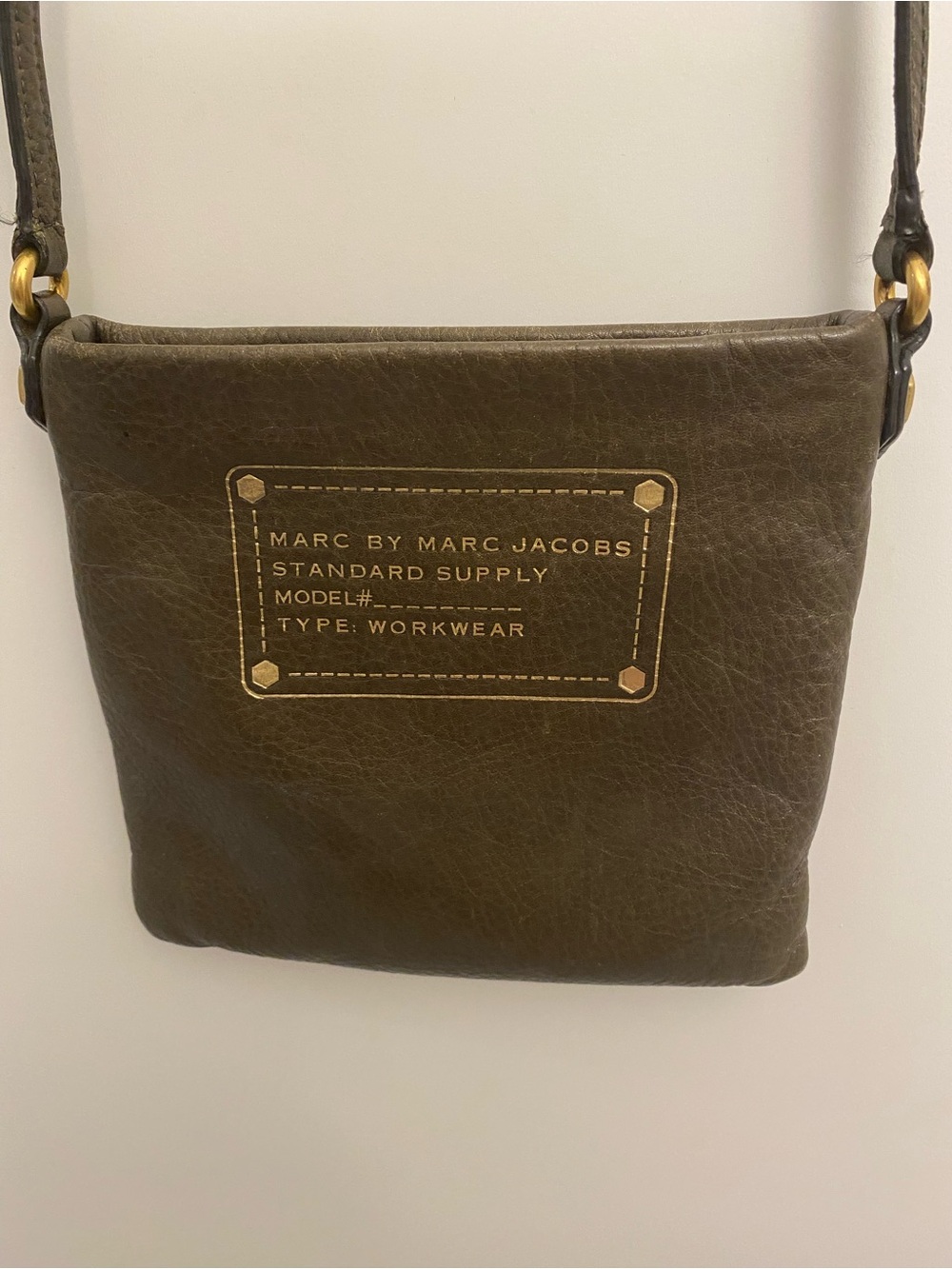 Marc by Marc Jacobs Dark Gray Leather Crossbody with Gold Logo